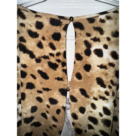 Wild Cheetah Print V-Neck Top With Dramatic Sleeves Medium Sexy 80's Club‎ Sexy - Picture 4 of 7